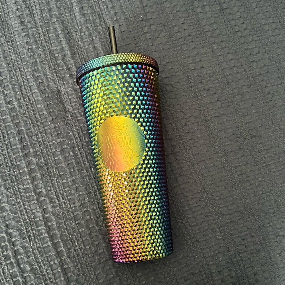 Starbucks Black Bling PVD Oil Slick Rainbow Studded Tumbler